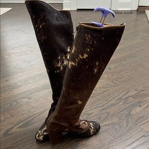 Brown and Tan Knee-cow leather High Boots